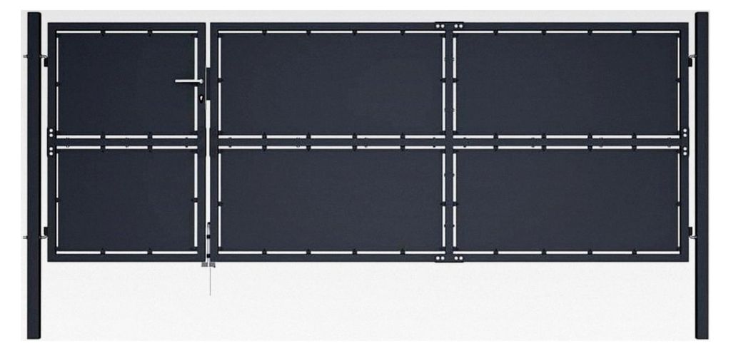 Gartentor 350x125 cm Stahl Anthrazit