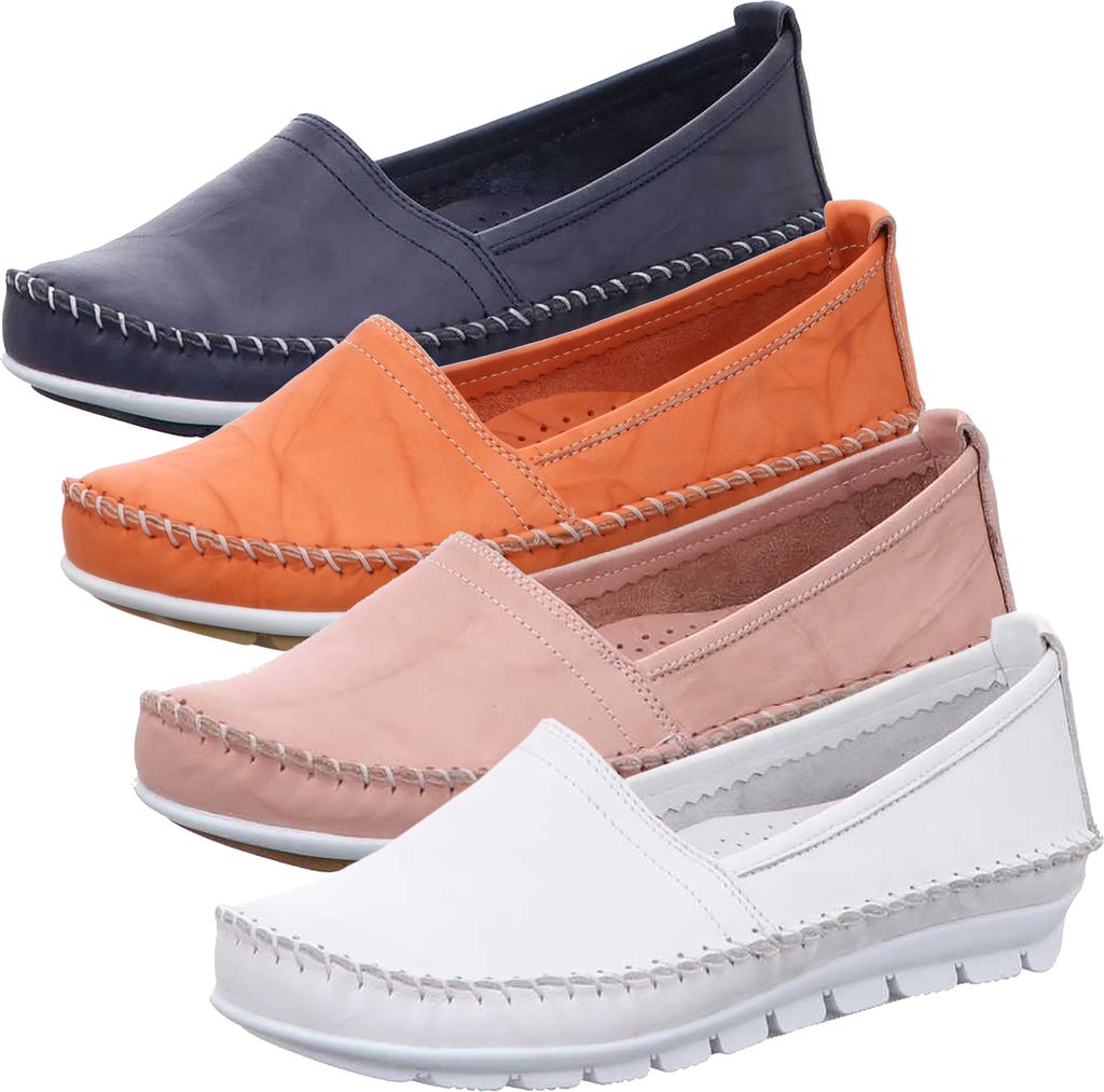 Gemini 003122-01 Schuhe Damen Ballerina Slipper Mokassins, Größe:38 EU, Farbe:Weiß