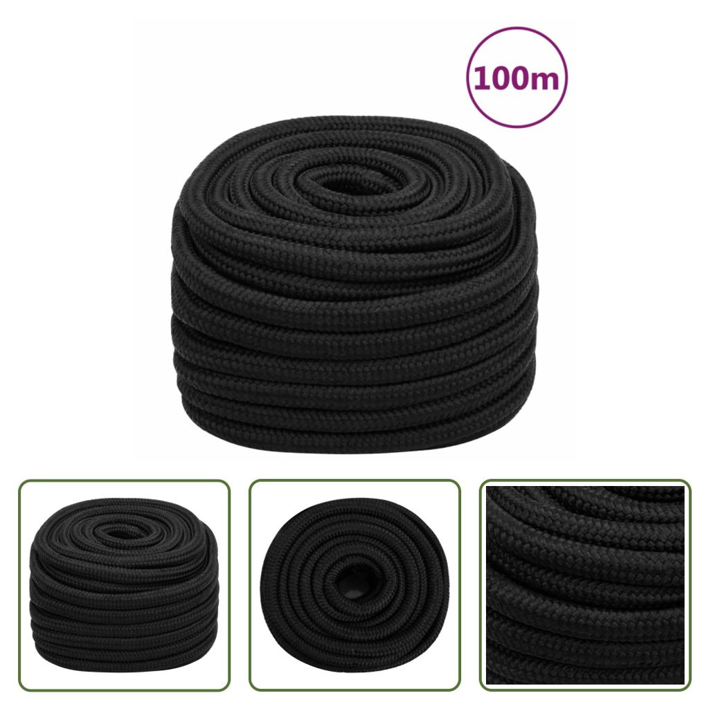 The Living Store Bootsseil Schwarz 20 mm 100 m Polypropylen