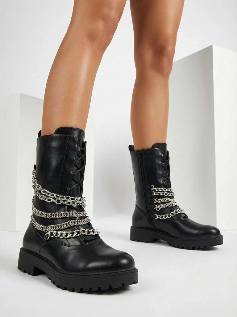 Royalfashion Damen Baggerstiefel in schwarz Goserre, Größe Produktbild 