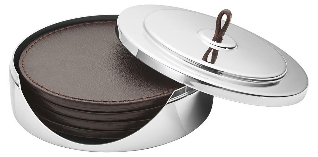 Podtácky Manhattan, nerezová ocel/kůže - Georg Jensen Obrázek produktu 
