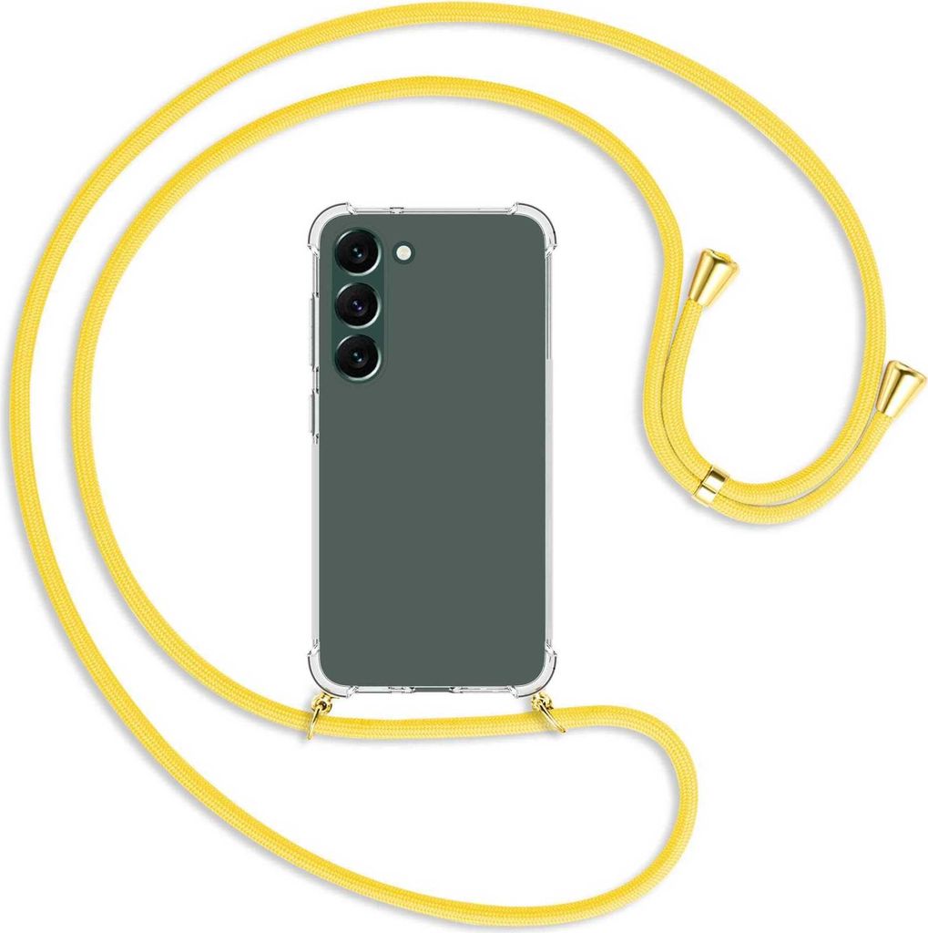 Handykette Backcover-Schutzhülle mit Band (Metall goldfarben) für Samsung Galaxy S23 Plus - gelb