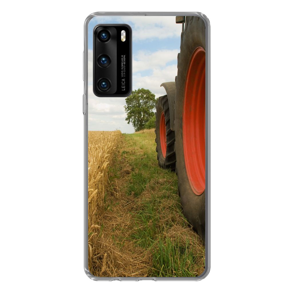 MuchoWow Handyhülle Schutzhülle Hülle für Huawei P40 Traktor - Räder - Weizen Silikon Softcase Handy Hülle - Handytasche