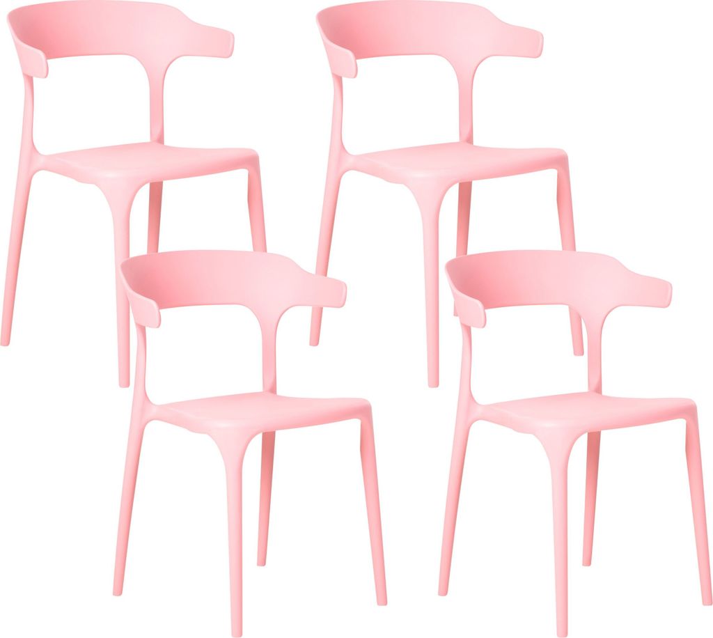 BELIANI Esszimmerstuhl 4er Set Rosa Kunststoff Stapelbar Skandi Modern für Innen- und Außenbereich Garten Terrasse Balkon Wohnzimmer Esszimmer