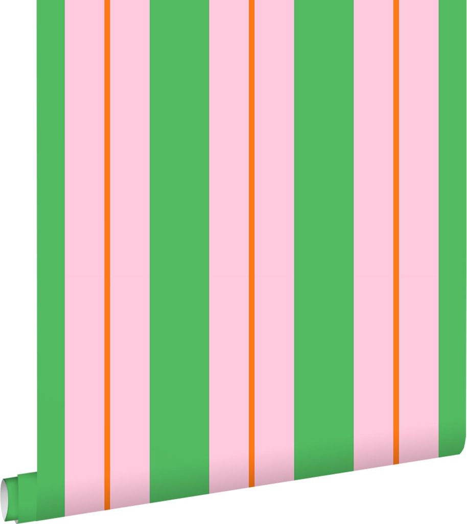 ESTAhome Tapete Streifen Grün und Rosa 50 x 900 cm