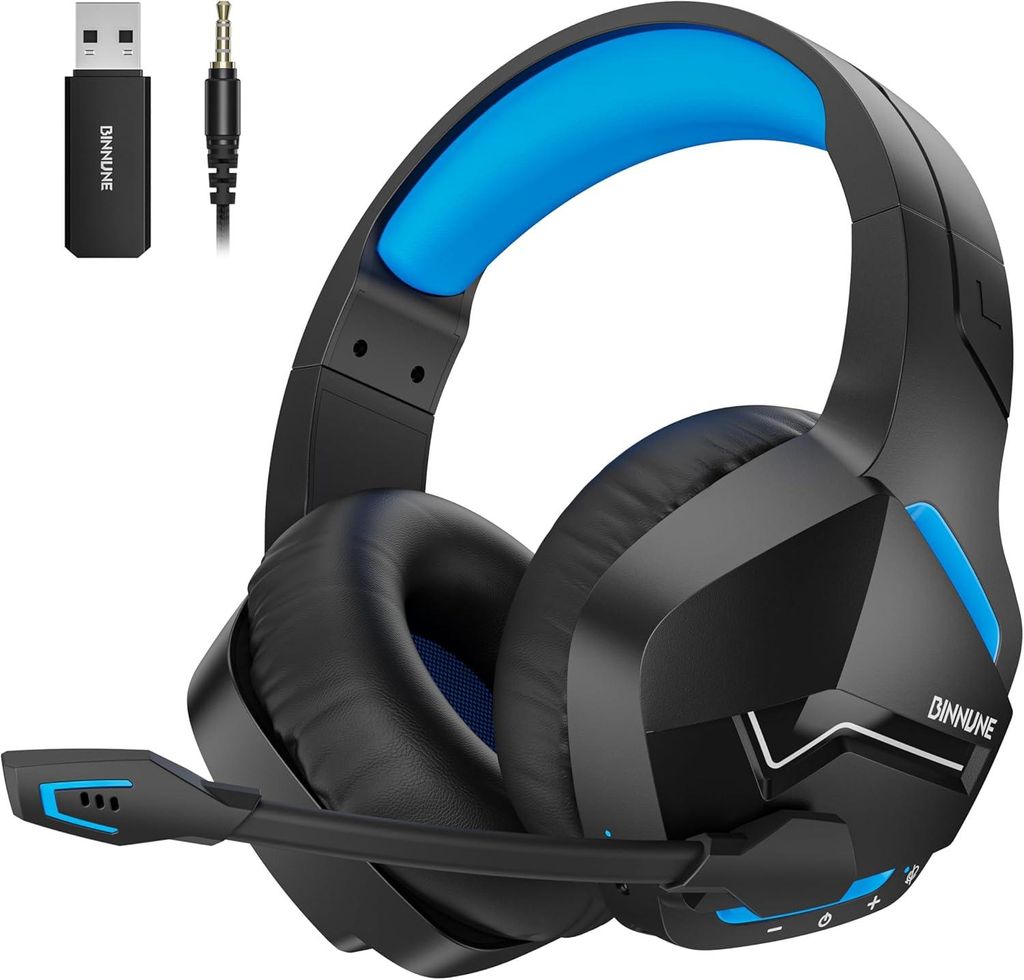 Kabelloses Gaming Headset mit 2.4G & Bluetooth, 120h Akku, Mikrofon, Low-Latency & Multiplattform-Kompatibilität
