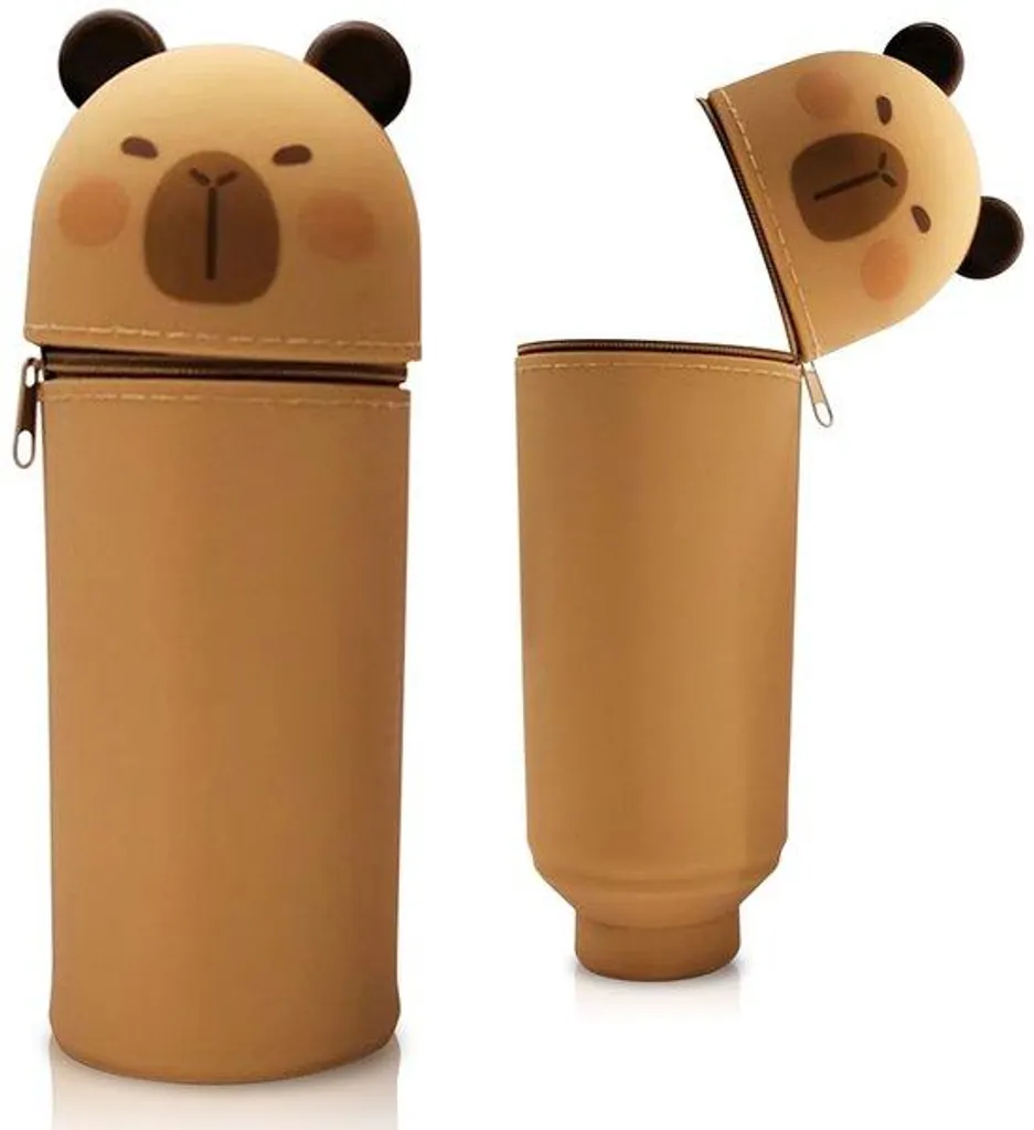 Organisateur de bureau 2 en 1 noir motif animalier, étui silicone école