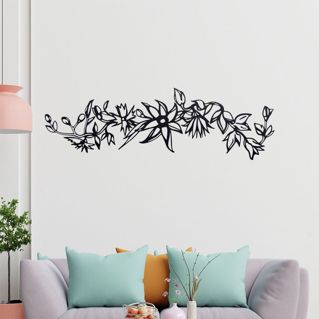 Blumen -Ranken Wandtattoo in 6 Größen - Wandaufkleber Wall Sticker - Dekoration, Küche, Wohnzimmer, Schlafzimmer, Badezimmer