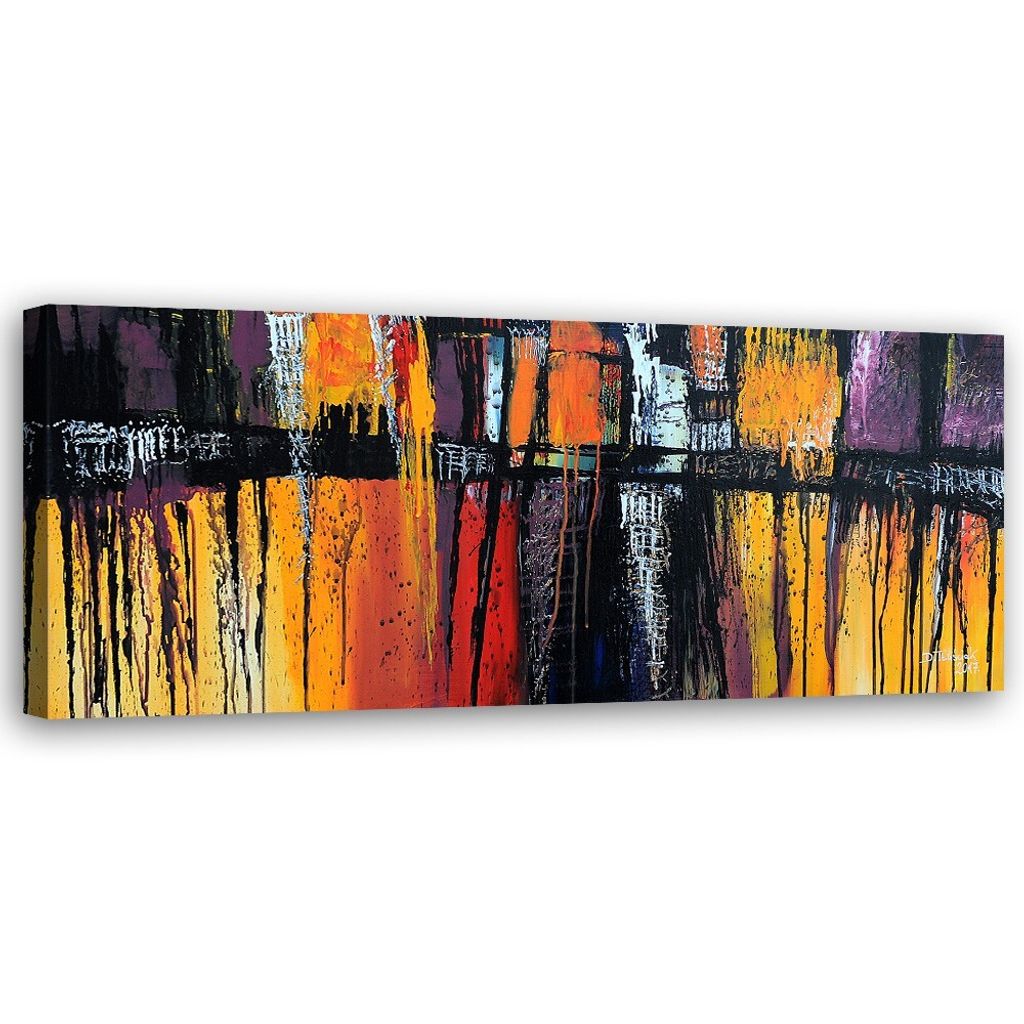 Leinwandbild bunte abstraktion 120x40 cm Feeby orange wandbild bereit zum aufhängen