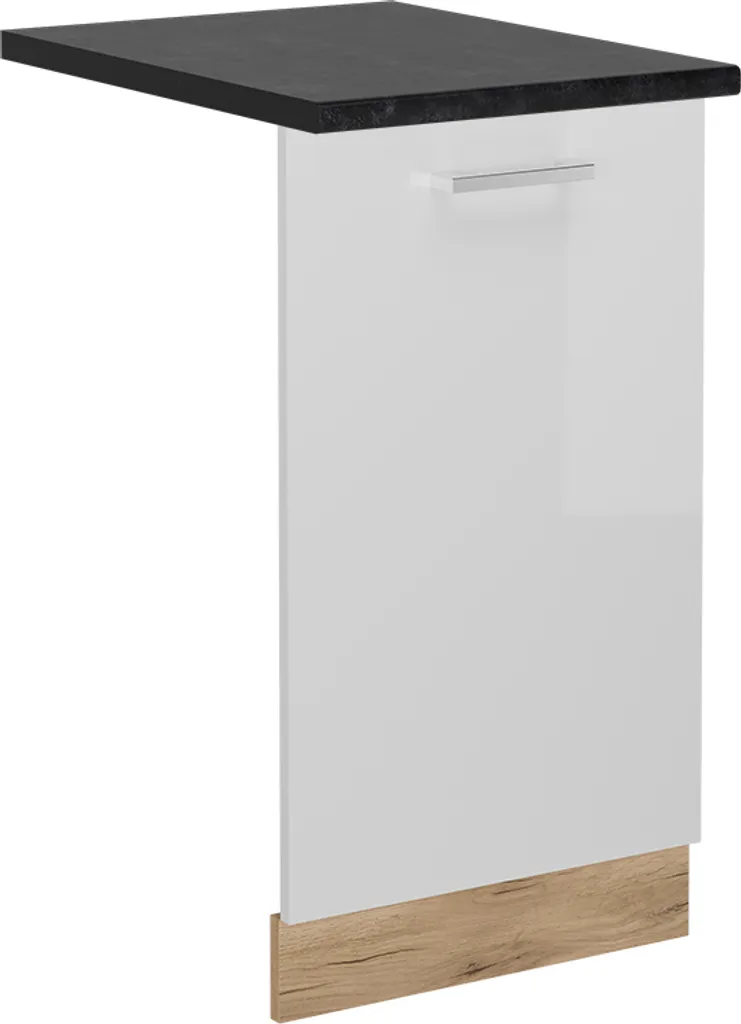 Vicco Coperchio per lavastoviglie R-Line, 45 cm , PL Antracite, Bianco lucido/Quercia dorata