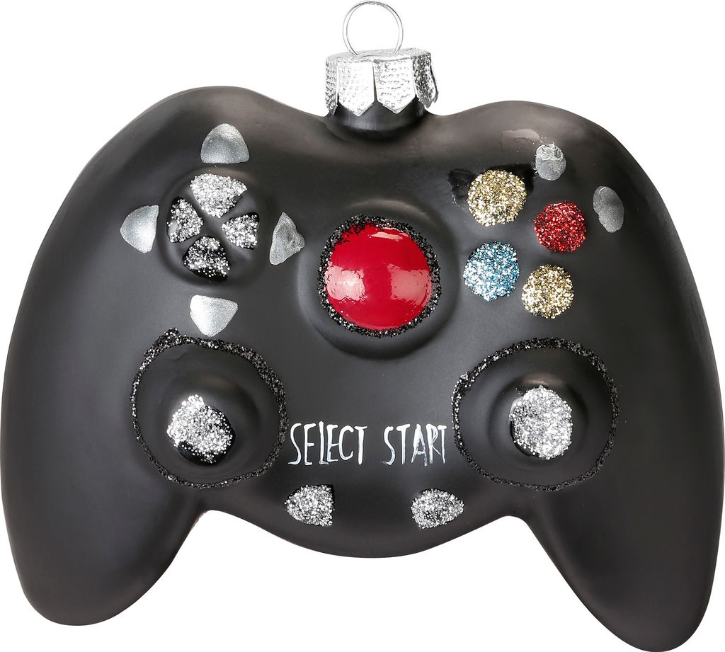 Christbaumschmuck Glas Game Controller PC 15cm schwarz Produktbild 