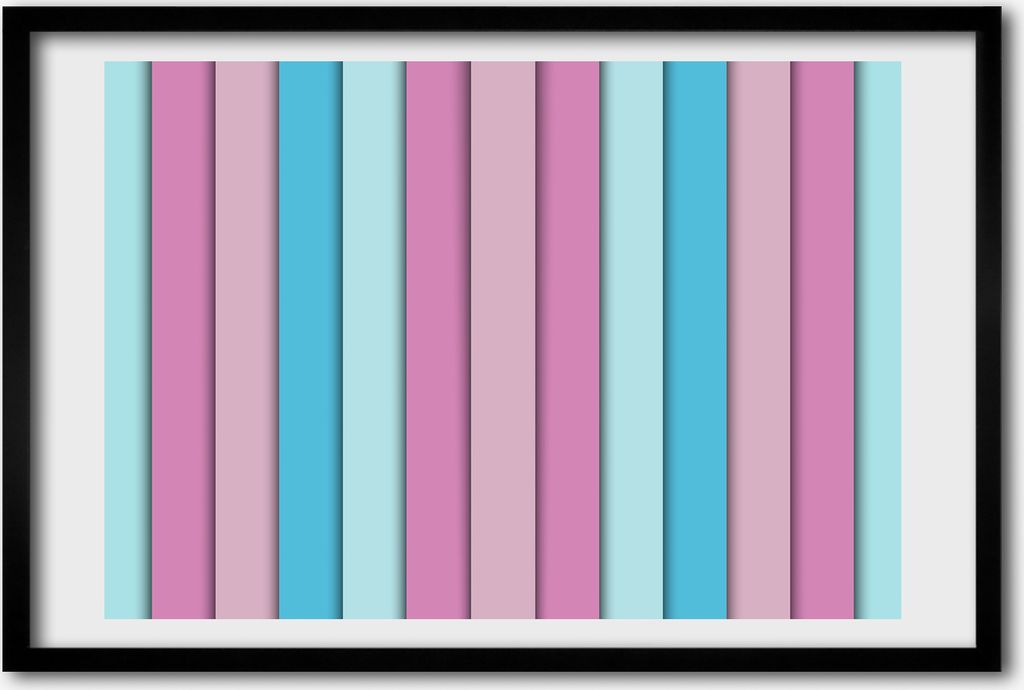 Bild 60x40 MDF-Rahmen, Wandkunst bunte Streifen