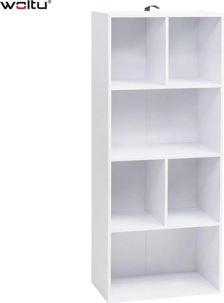 Bibliothèque ouverte blanche au design épuré, étagère 5 niveaux 180x60 cm