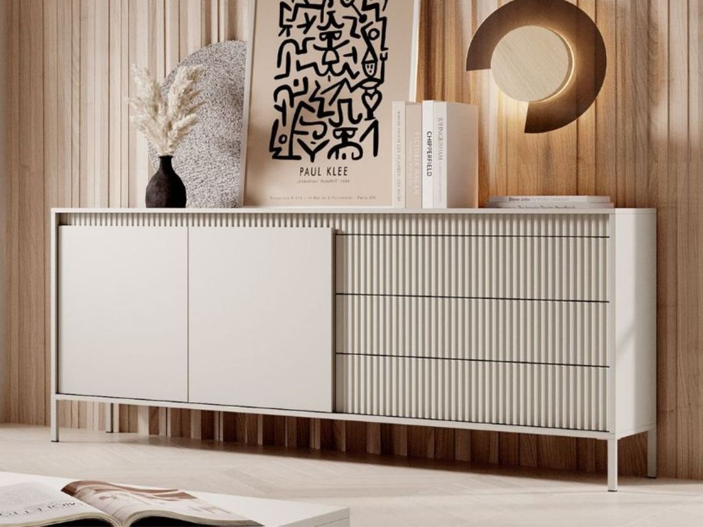 GRAINGOLD Sorano Kommode, Beige, H187x B82x T40 cm, 3 Produktbild 