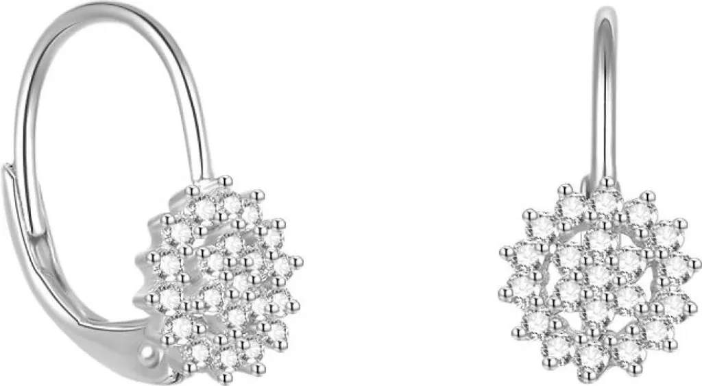 Boucles d'oreilles anti-allergie argent et zircons brillants 925