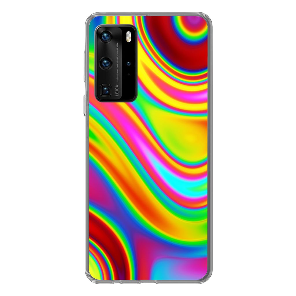 MuchoWow Handyhülle Schutzhülle Hülle für Huawei P40 Pro Kunst - Wellen - Farben - Psychedelisch Silikon Softcase Handy Hülle - Schutz
