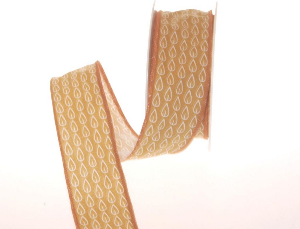 Dekoband Herbst - Leaves - 40mm - 10m - col. 543 ockergelb - 6340-40-10-543