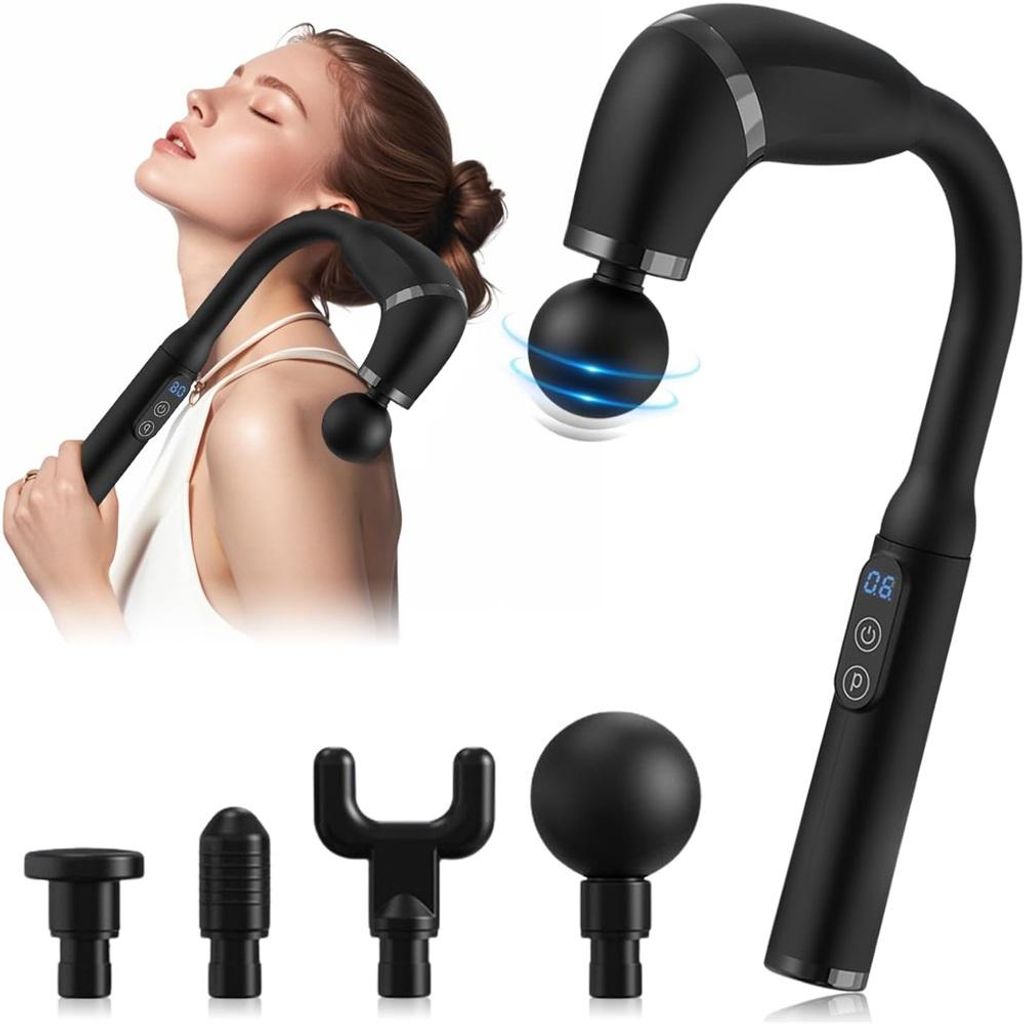 Massagepistole Massage Gun Muskel Percussion Massagegerät 6 Modi Massage Pistole 4 Köpf