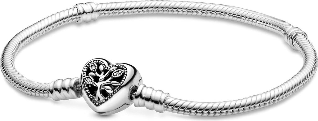 Pandora 598827C01 - Moments Pedigree Schlangenkette mit Herzschließe - Armbandlänge 19 cm
