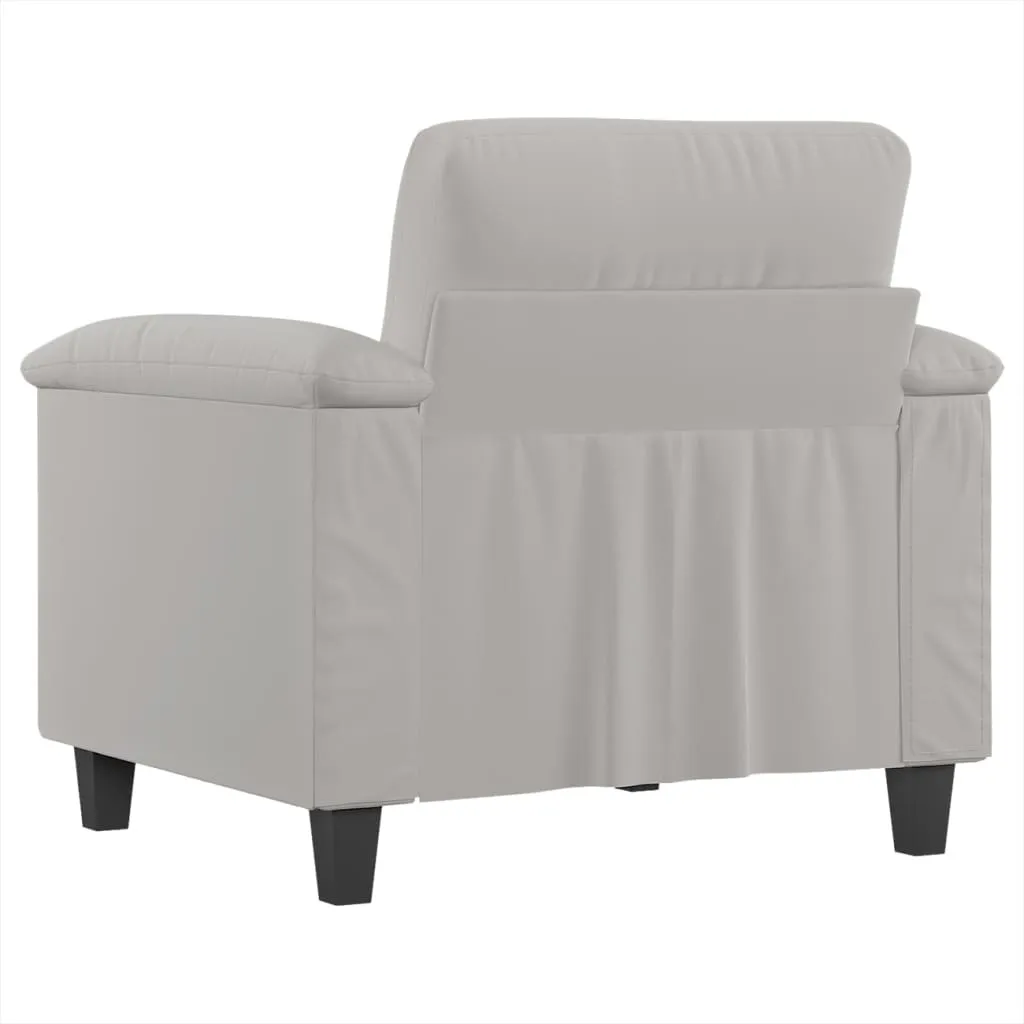 Fauteuil microfibre gris clair 60 cm avec assise moelleuse et douce - 5