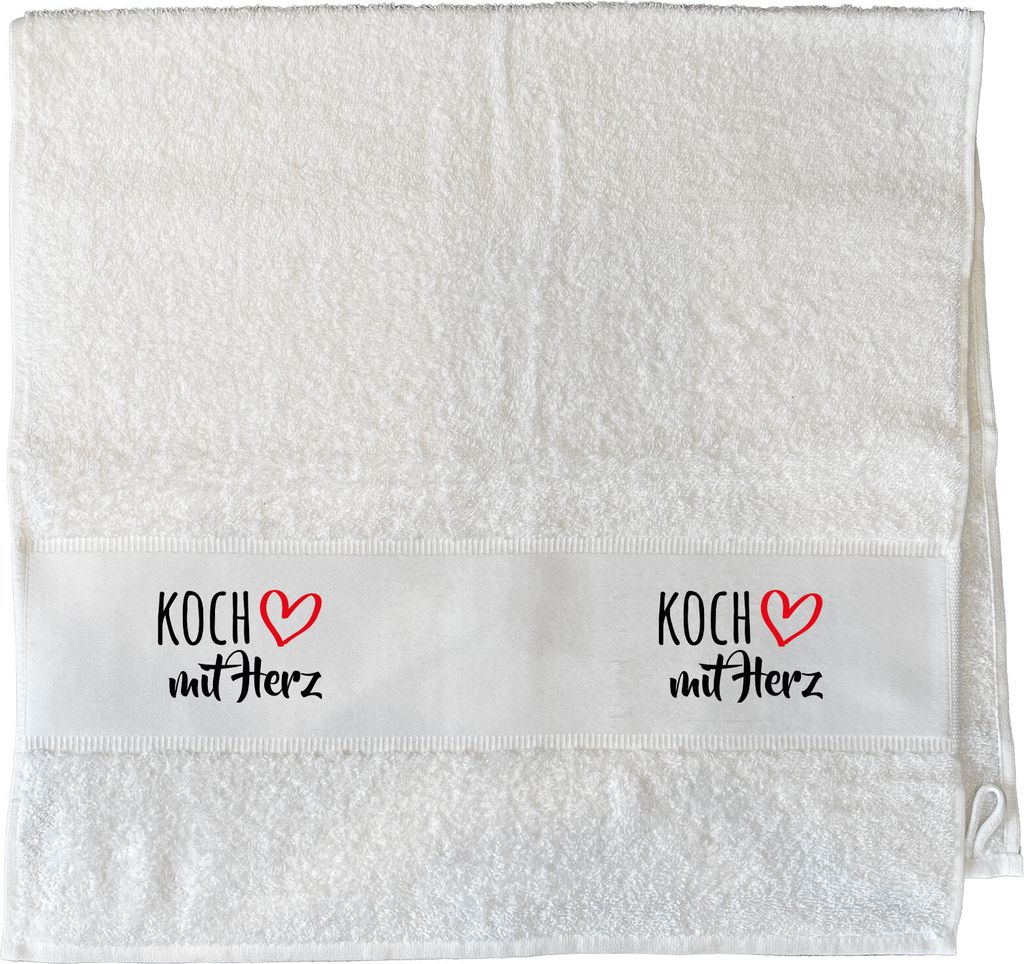 Huuraa Handtuch Koch mit Herz 50x100cm White Baumwolle Handtuch Geschenkidee