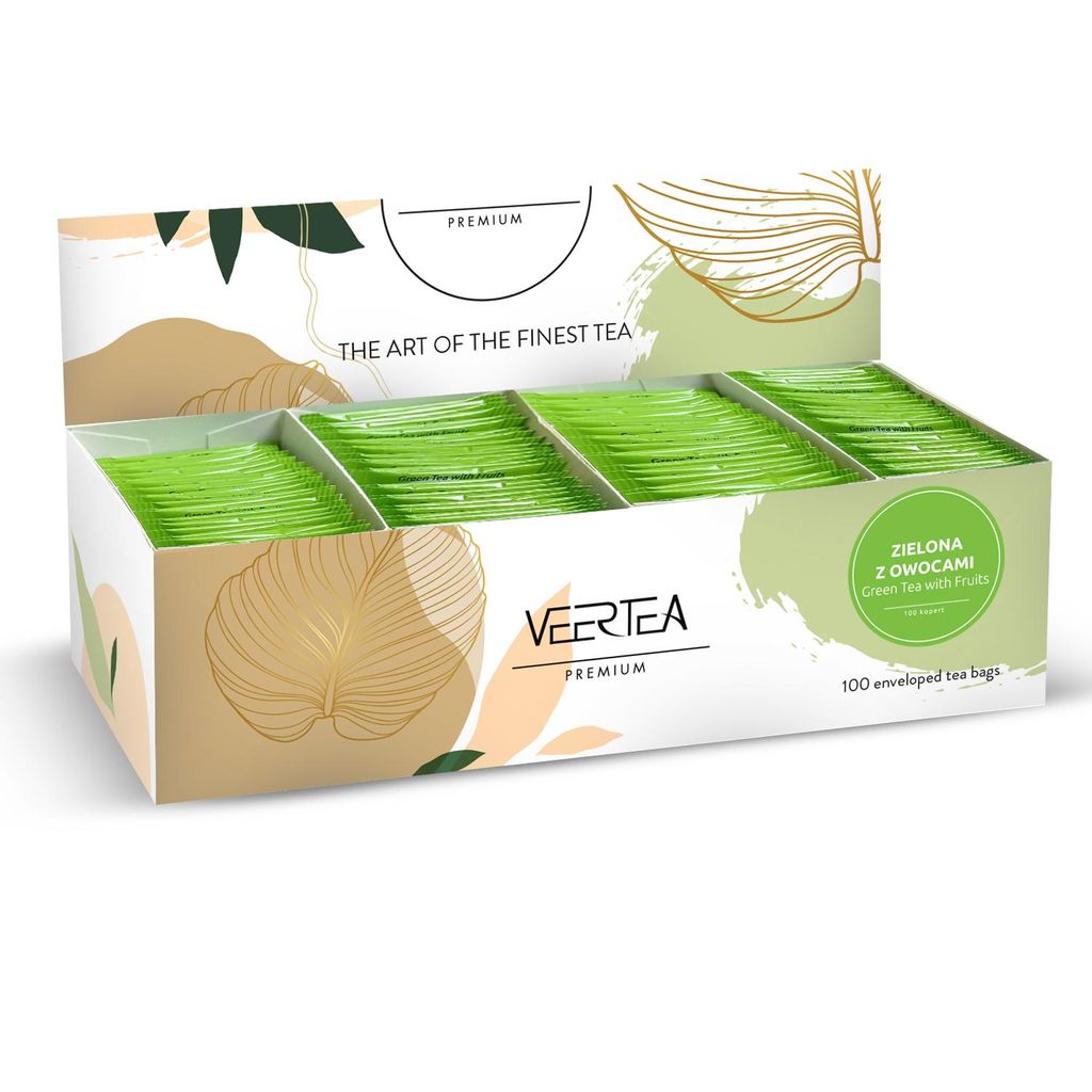 Veertea, set da tè, tè verde con frutta, 100 bustine Immagine del prodotto 