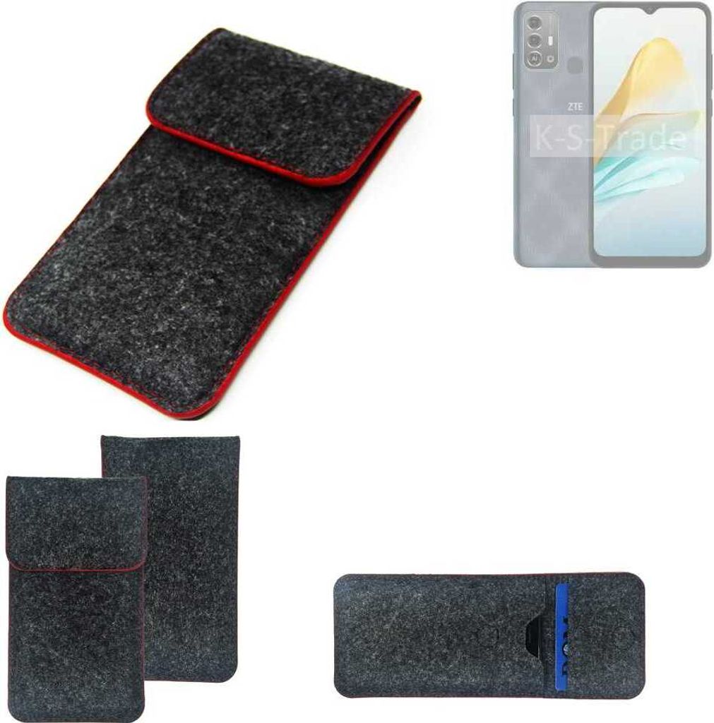 K-S-Trade Handy Schutz Hülle kompatibel mit ZTE Blade A53 Pro Schutzhülle Handyhülle Filztasche Pouch Tasche Case Sleeve Filzhülle dunkelgrau