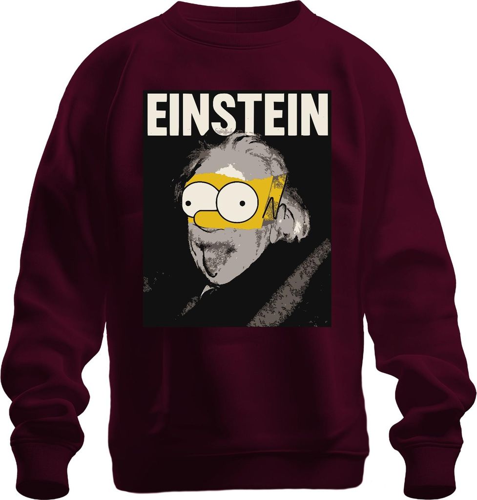 Einstein Parodie Simpsons Mashup Nerd Physik Wissenschaft Retro Uni Sweatshirt Pullover, Burgundy, L