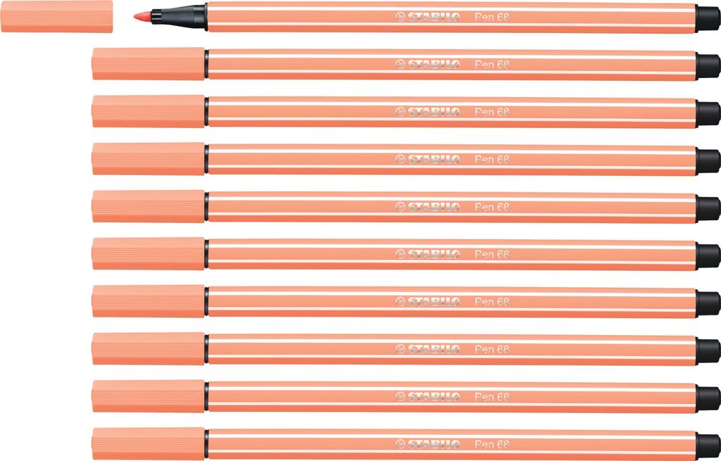 Premium-Filzstift - STABILO Pen 68 - 10er Pack - apricot Produktbild 