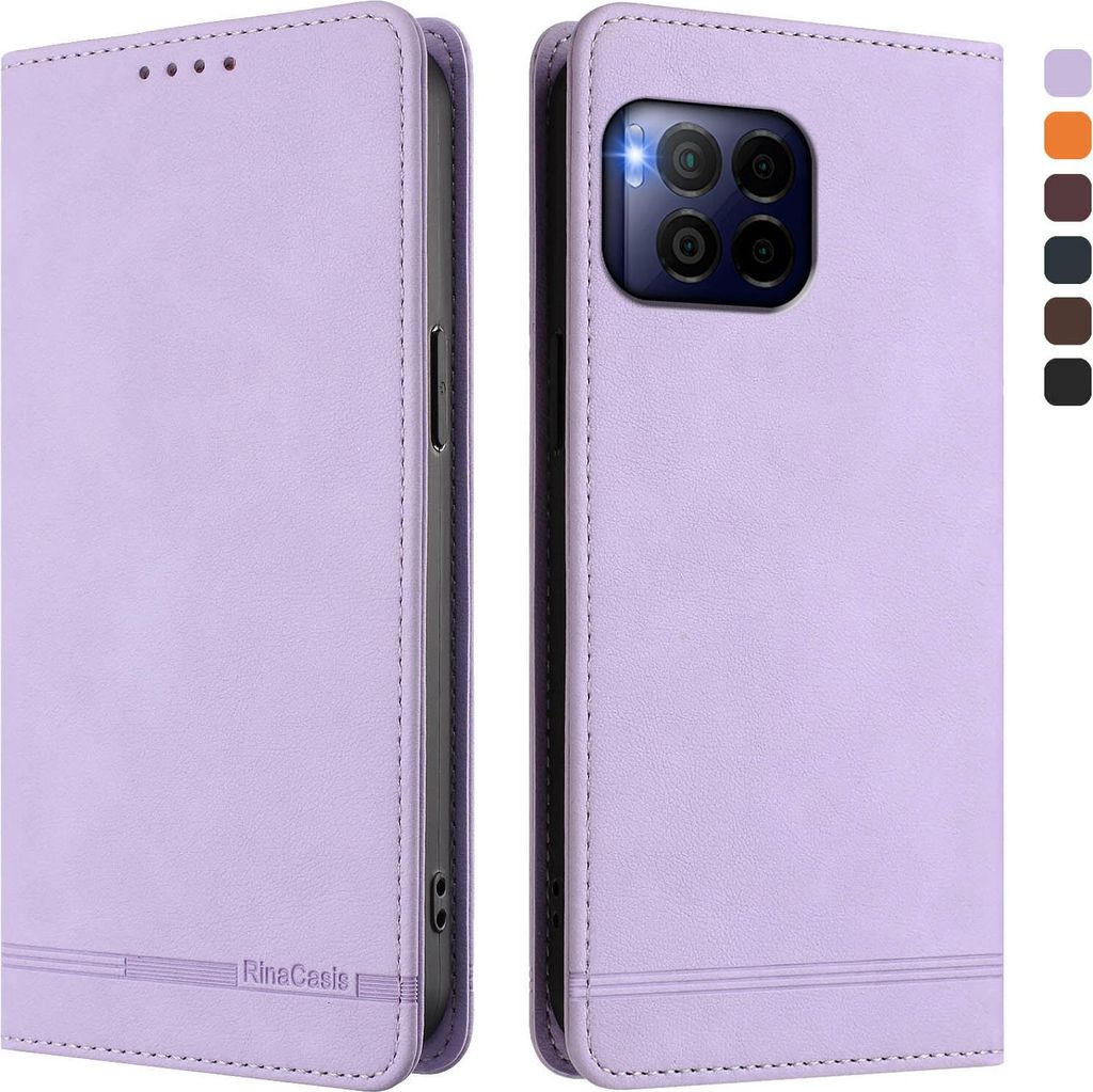 Hülle für T-Mobile REVVL 7 Pro, Retro Kunstleder Ständer Klapphülle mit Kartenfächer und Magnetische Violett