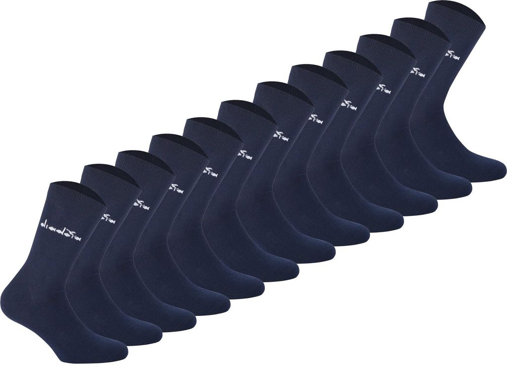 Diadora Uni Socken, 12er Pack - Sportsocken, Baumwolle, Logo, einfarbig Dunkelblau 43-46