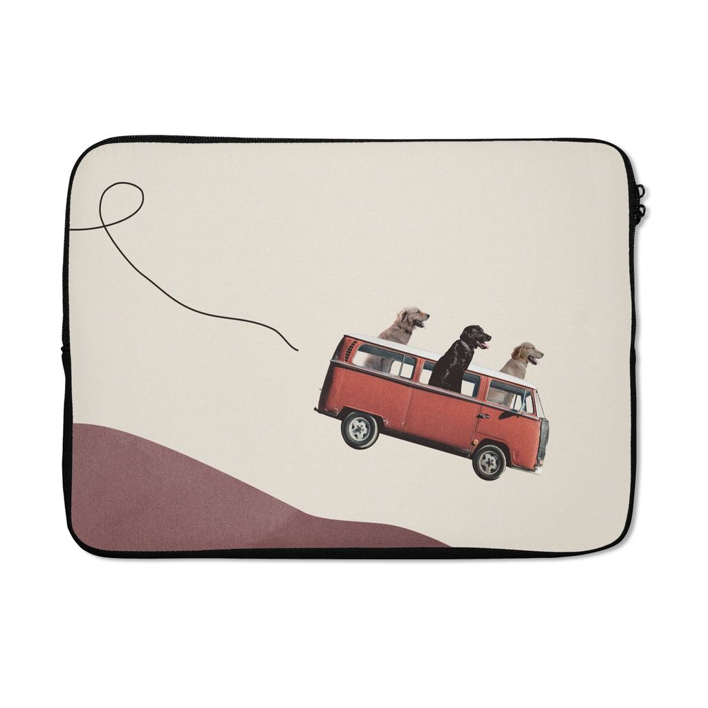MuchoWow Laptop Hülle 13 Zoll Hund - Retro - Bus Laptoptasche - Laptophülle - Sleeve - Rundumschutz