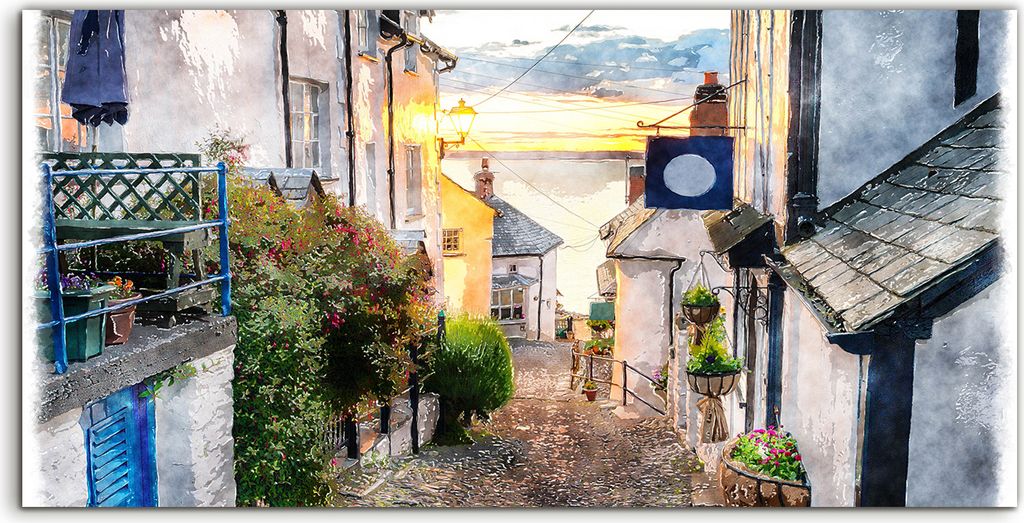 Coloray Spritzschutz aus Glas 100x50 Wandkunst Küchenrückwand Kunst Gepflasterte Straße an der Küste