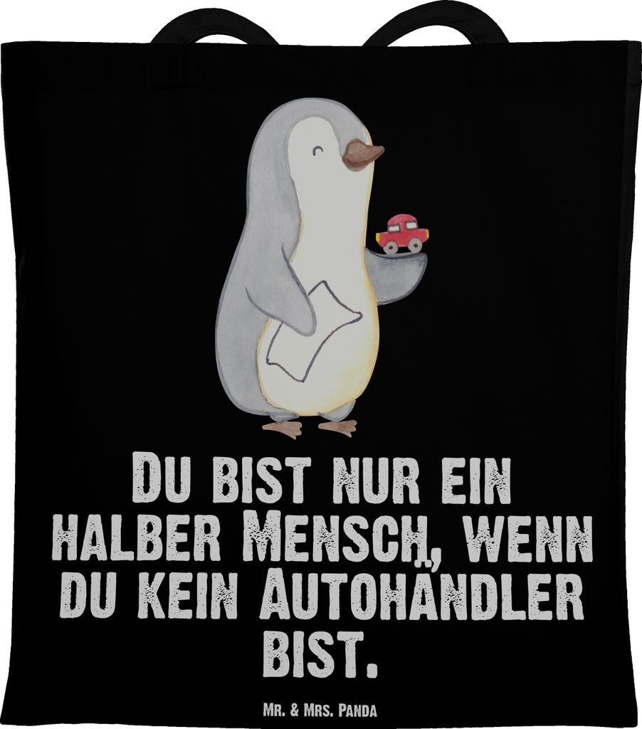 Mr. & Mrs. Panda Tote Bag Autohändler Herz - Schwarz - Geschenk, Beruf, Shopping Tasche, Autohandel, Laptoptasche, wagenhändler, Beutel, festival...