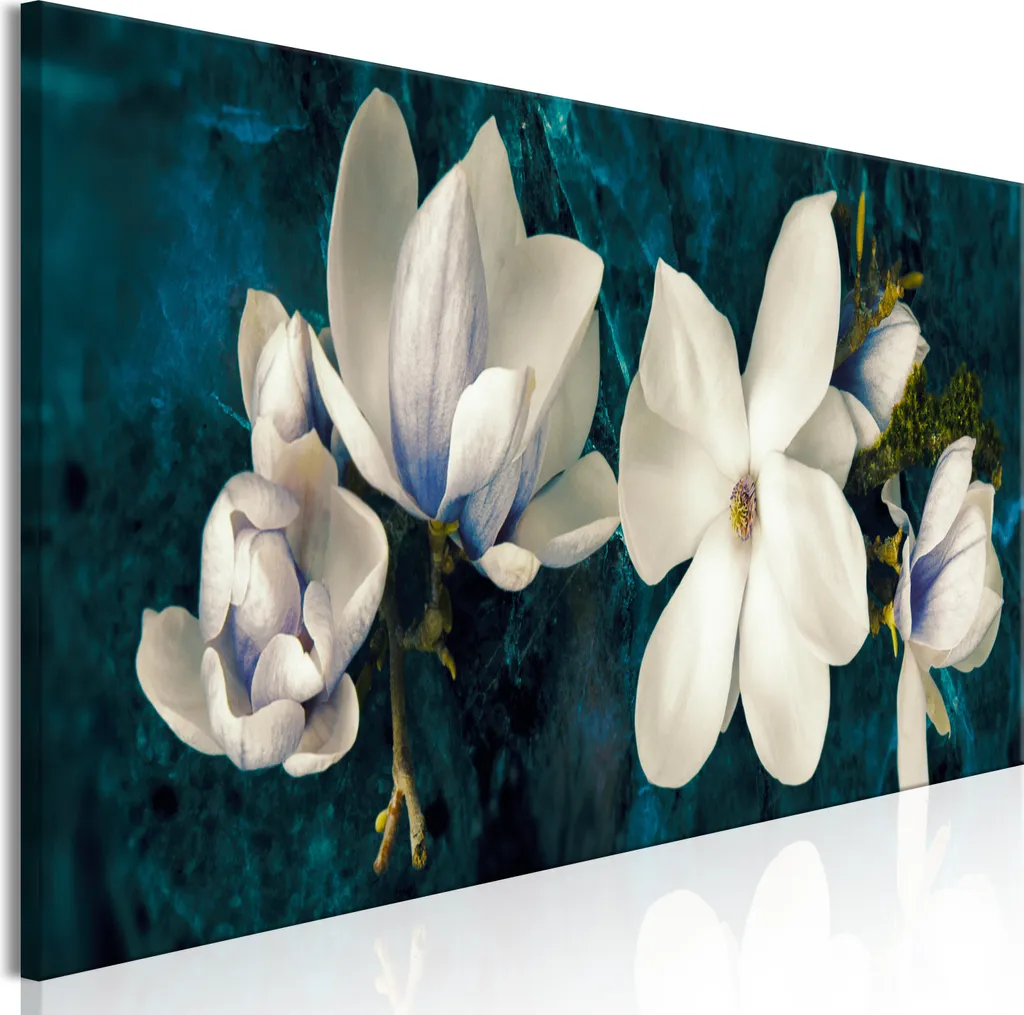 Quadro Moderno Magnolia Turchese 150x50 cm | Arte Murale su Tela TNT