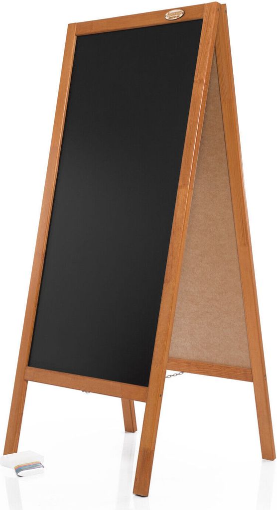Kundenstopper P 130cm aus Holz Tafel doppelseitig hellbraun Produktbild 