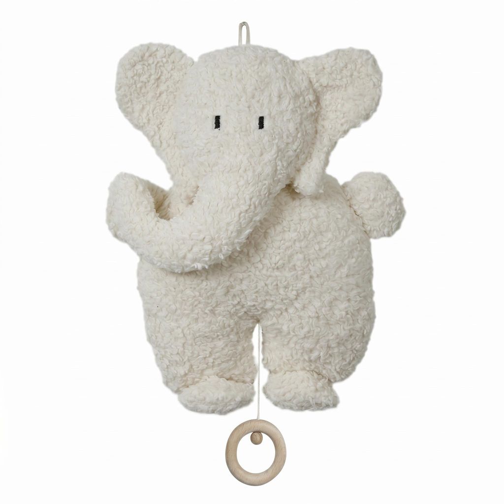 Efie Baby Spieluhr Elefant – Melodie Mozarts Wiegenlied, Kuschelspieluhr aus kbA Baumwolle, Germany