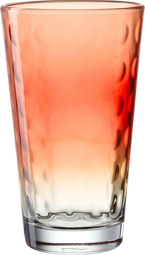 LEONARDO Optic XL Trinkgläser Set 4-teilig - Becher aus hochwertigem buntem Glas - Inhalt 540 ml - Spülmaschinenfest, robust - 4er Set in koralle...