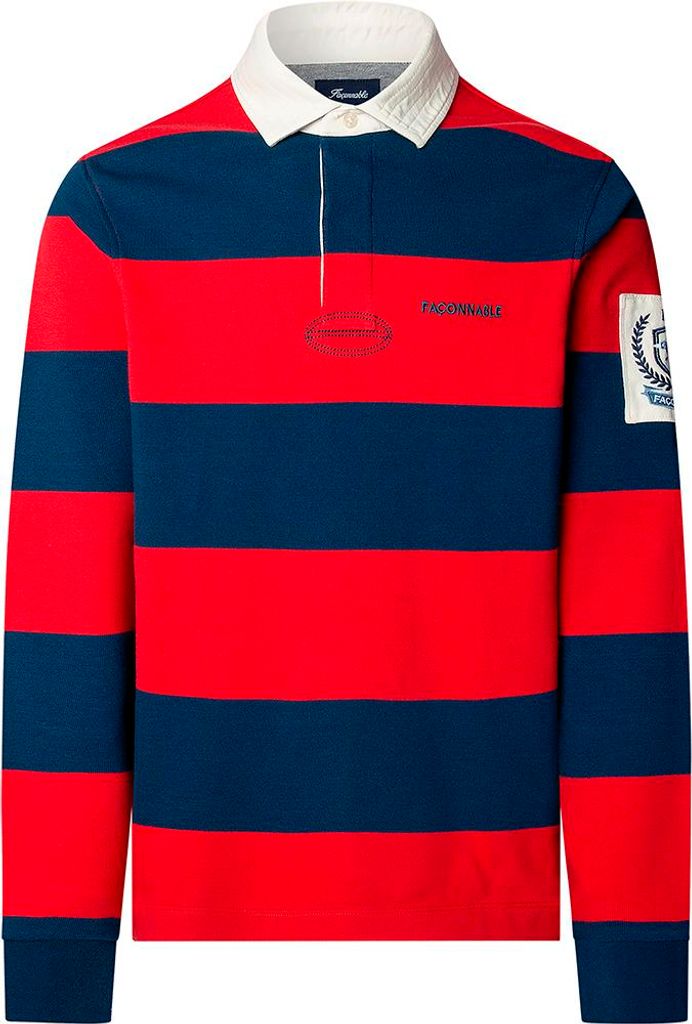 FaÇonnable Iqon Stripe Rugby Langarm-polo Rot M Mann Rot M