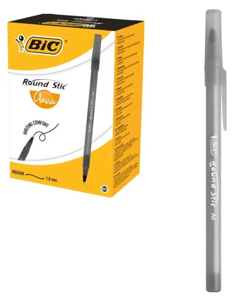 BIC Round Stic, Spona, Kuličkové pero, Černá, 60 kusů, Obrázek produktu 