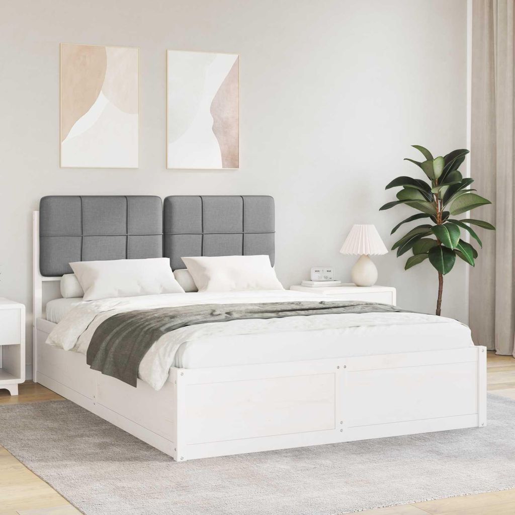 Maison Exclusive - Bettgestell mit gepolstertem Kopfteil Hellgrau 140 x 190 cm