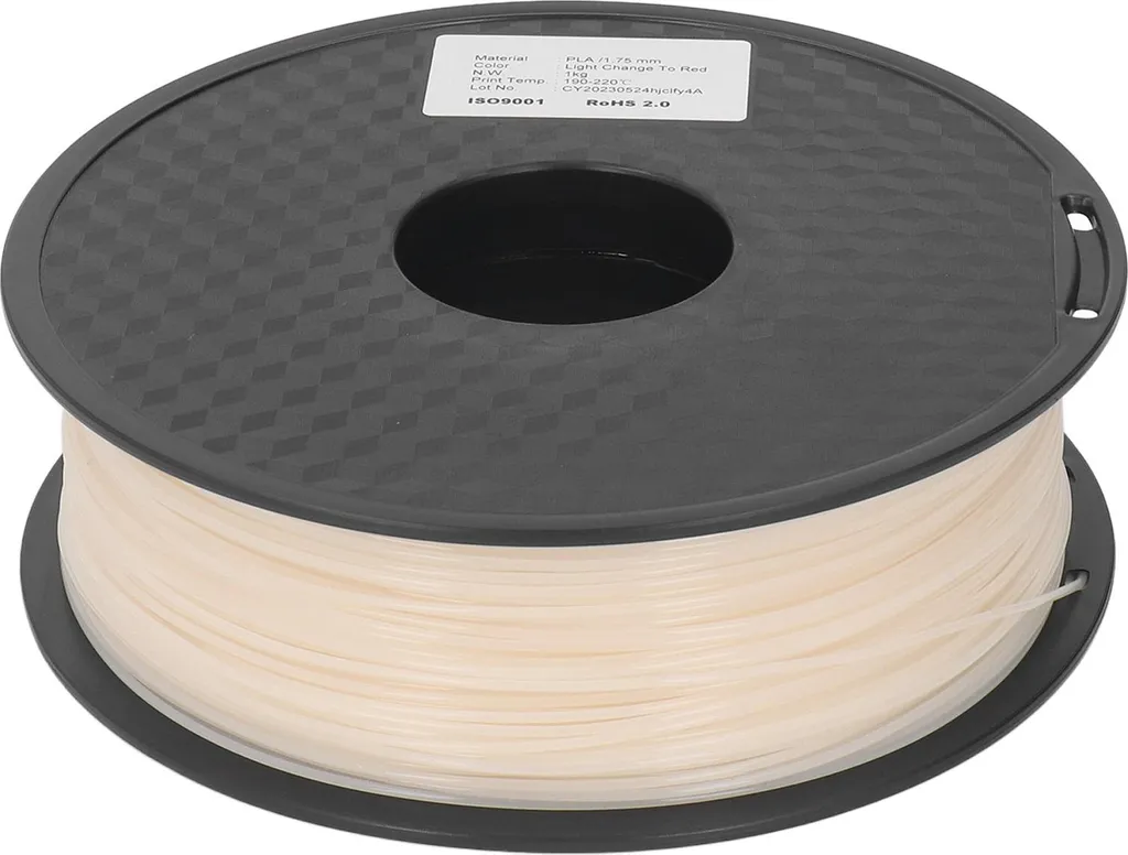 Filament PLA 1,75 mm photochromique rouge avec enroulement propre 1kg