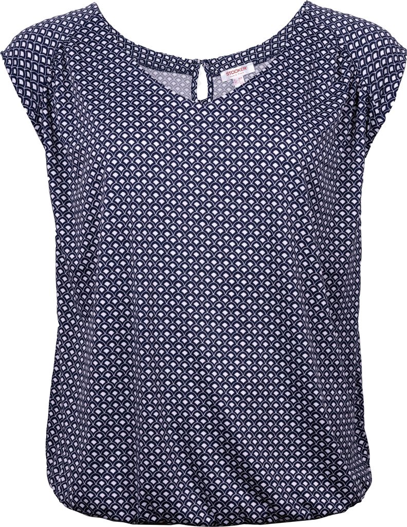 Stooker Women VEGA PRINT Damen Blusentop Regular Fit 36/38 navy minimal aop