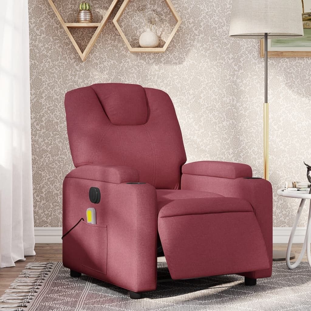 Massagesessel Elektrisch Weinrot Stoff , Klassische Sessel 2024 Neu