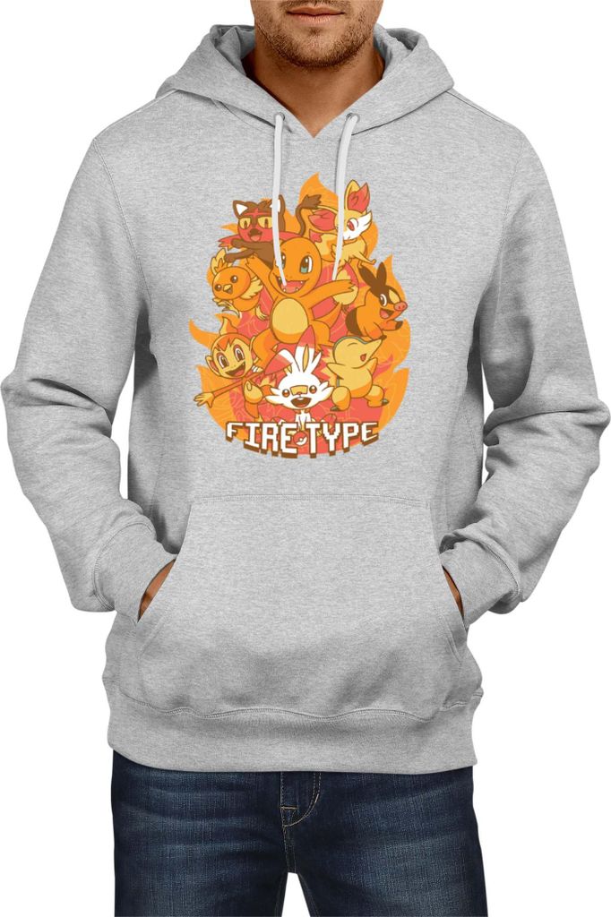 Herren Kapuzenpullover Japan Manga Anime Comics Pokemon 025, Man S / Grau