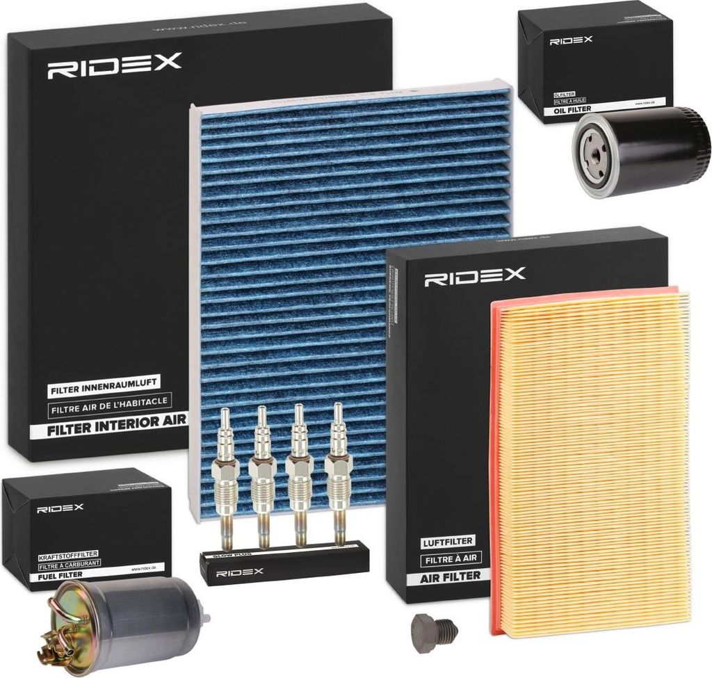 RIDEX Inspektionspaket Filterset für VW GOLF III (1H1) Golf III Cabrio (1E7) GOLF III Variant (1H5) Vento (1H2)