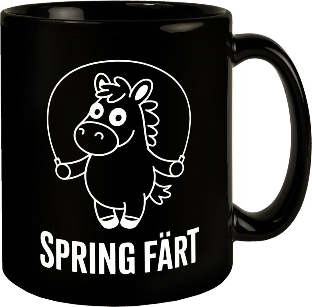 Spring Färt Tasse Pferd mt Springseil Cartoon