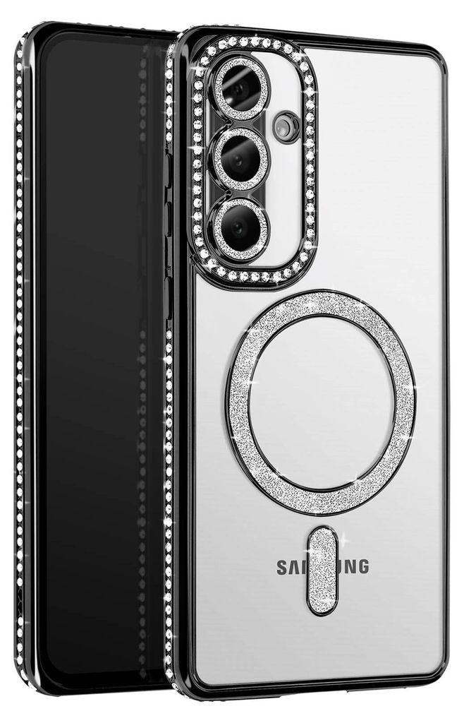 Avizar, Diamant-Hülle für Samsung Galaxy A56 MagSafe Strass-Rand, Schwarz