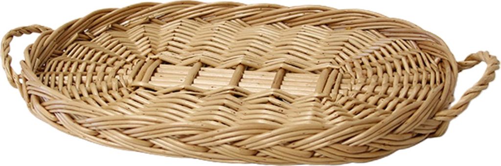 Ovales Serviertablett aus Rattan mit Griffen für Frühstück, dekoratives Serviertablett aus Weide für Küche, Couchtisch, Brot, Obst, Snacks