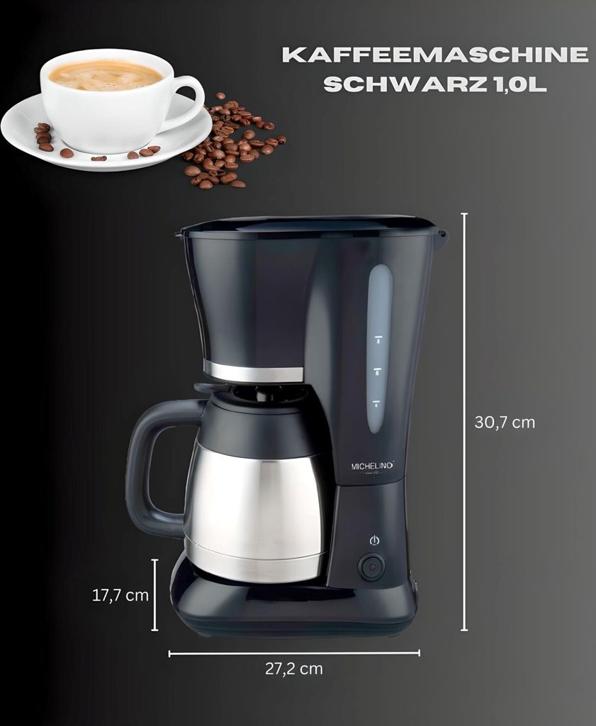 Michelino Kaffeemaschine Mit Timer | Automatische Kaffeemaschine | Für Perfekten Kaffee-Genuss